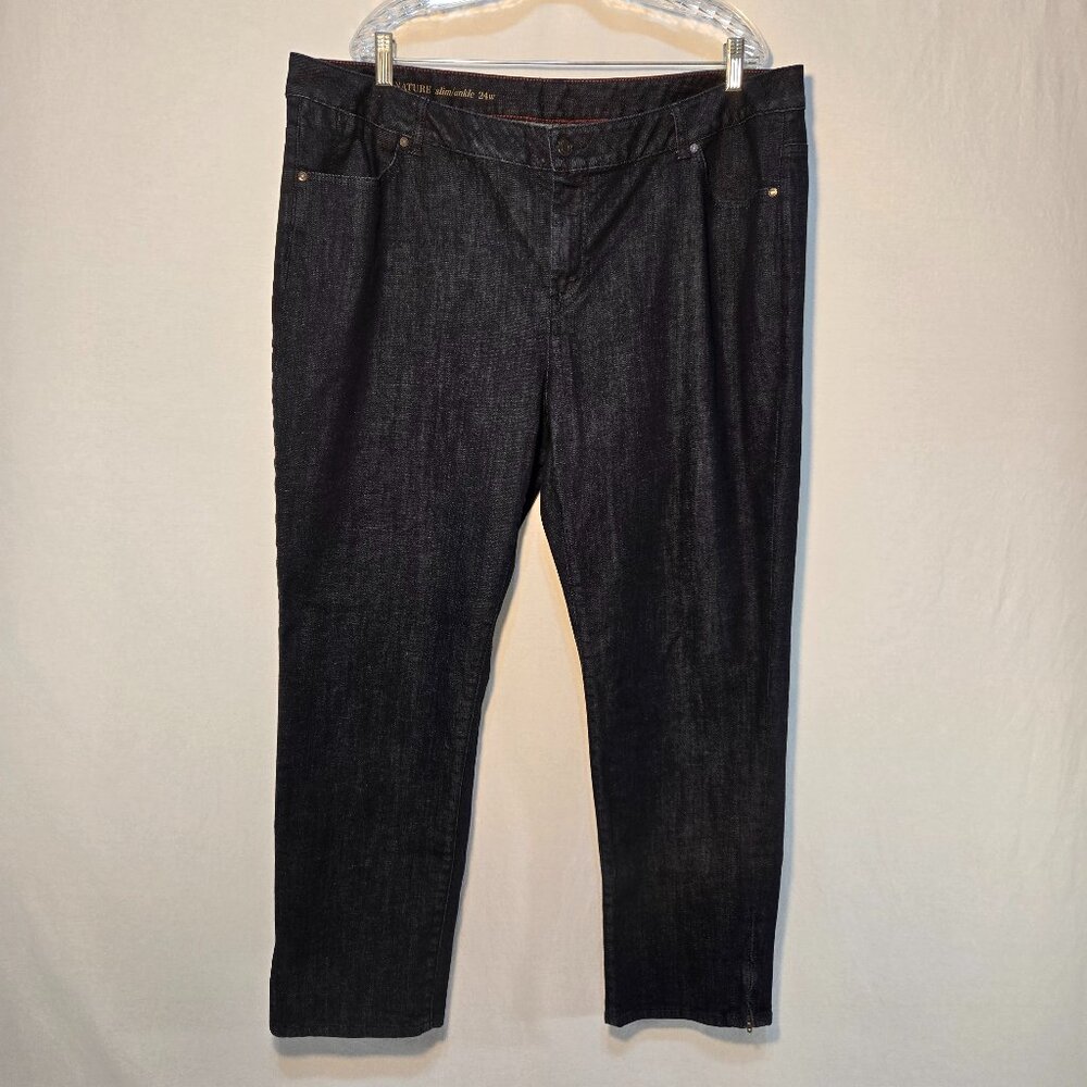 TALBOTS W-Signature Slim/Ankle Zip Dark Blue Jeans Plus Size 24W New NO Tags! - Picture 1 of 16